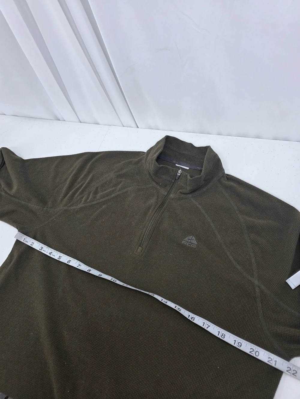 Vintage Nike ACG Men's‎ Army Green Quarter Zip Pullover Waffle Knit Y2K Medium.